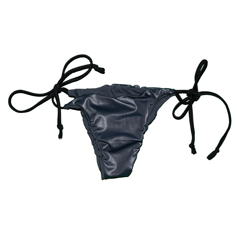 SILVER & BLACK STRAPS BIKINI BOTTOMS