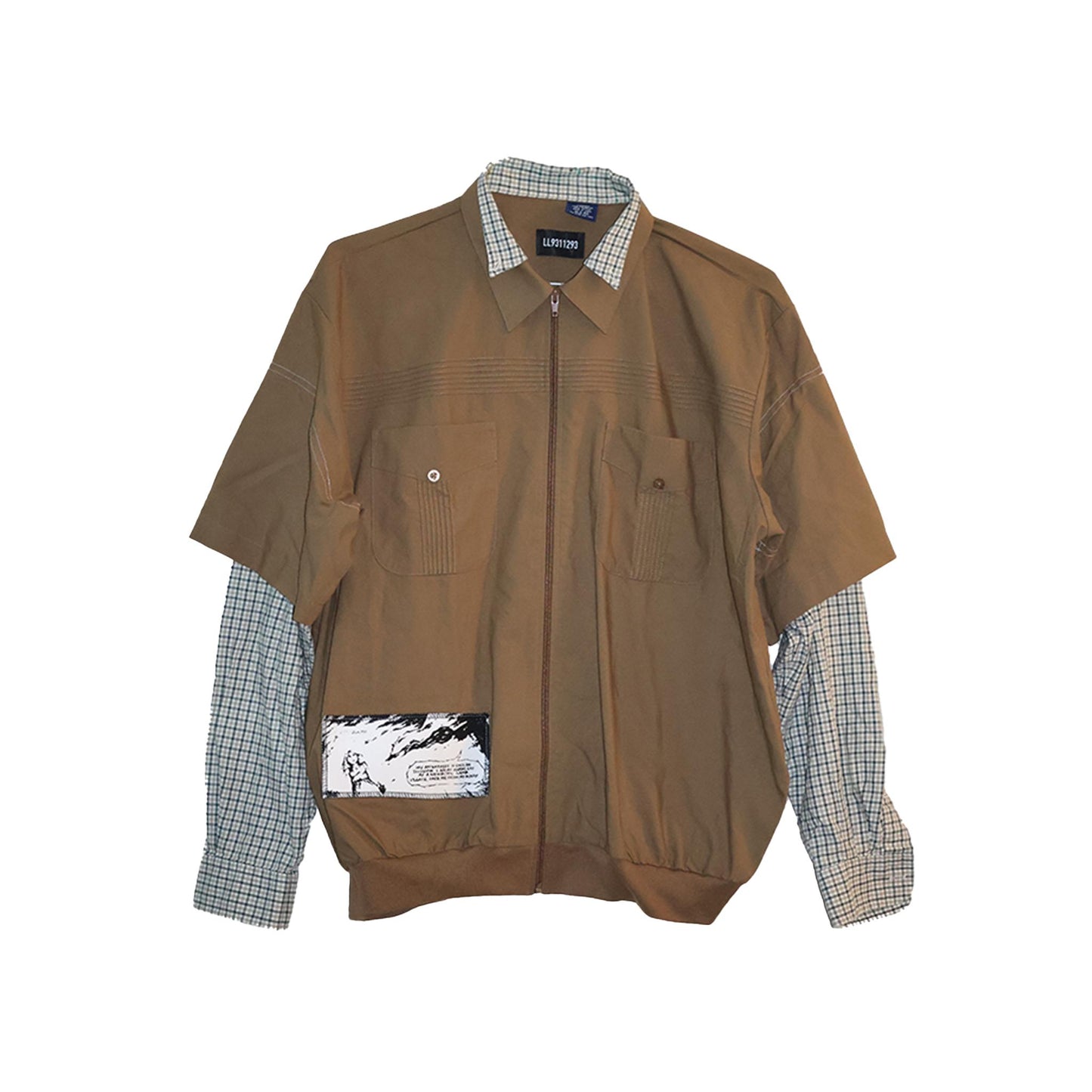 BROWN ZIP-UP SHIRT