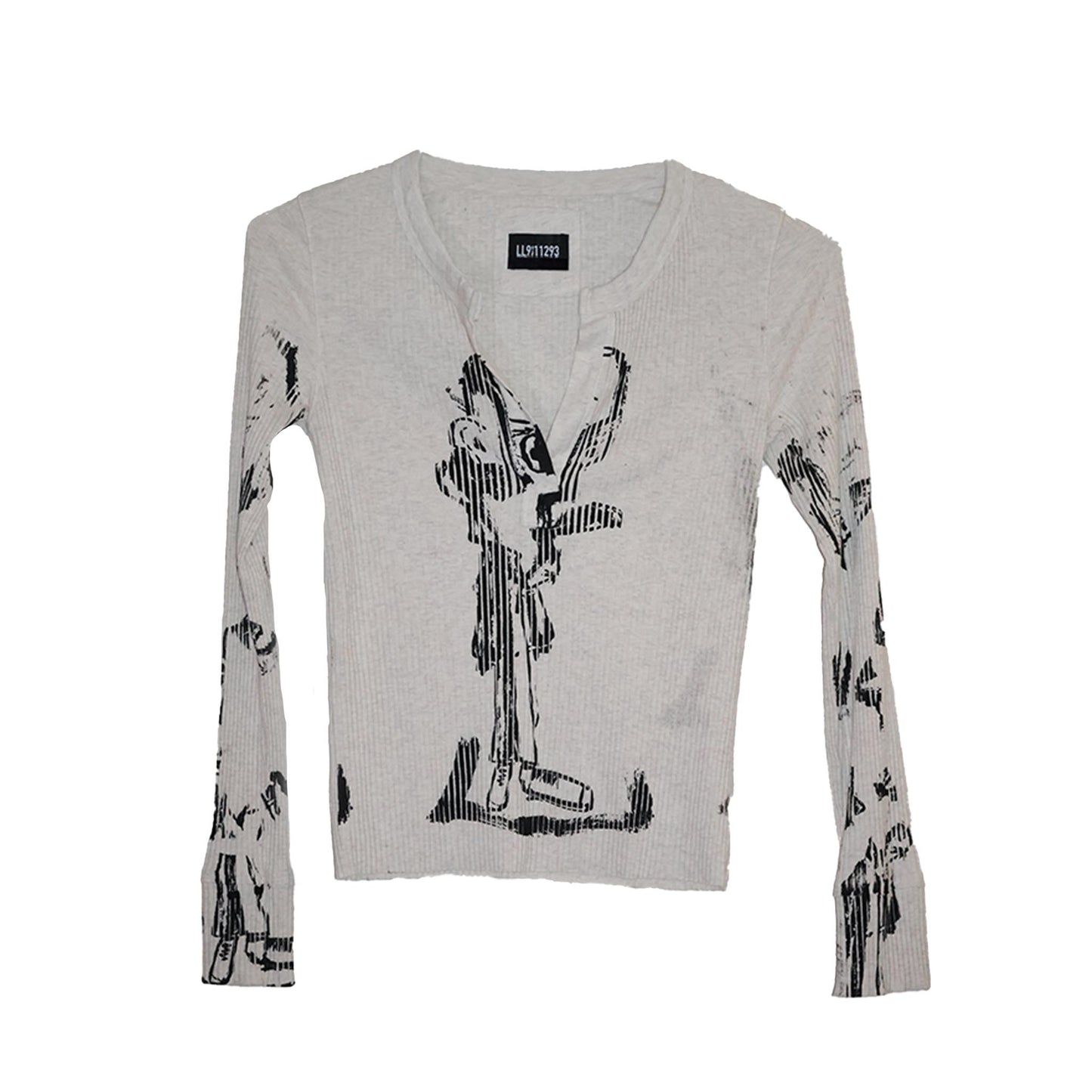 FINGER-PAINTED CREAM LONG SLEEVE