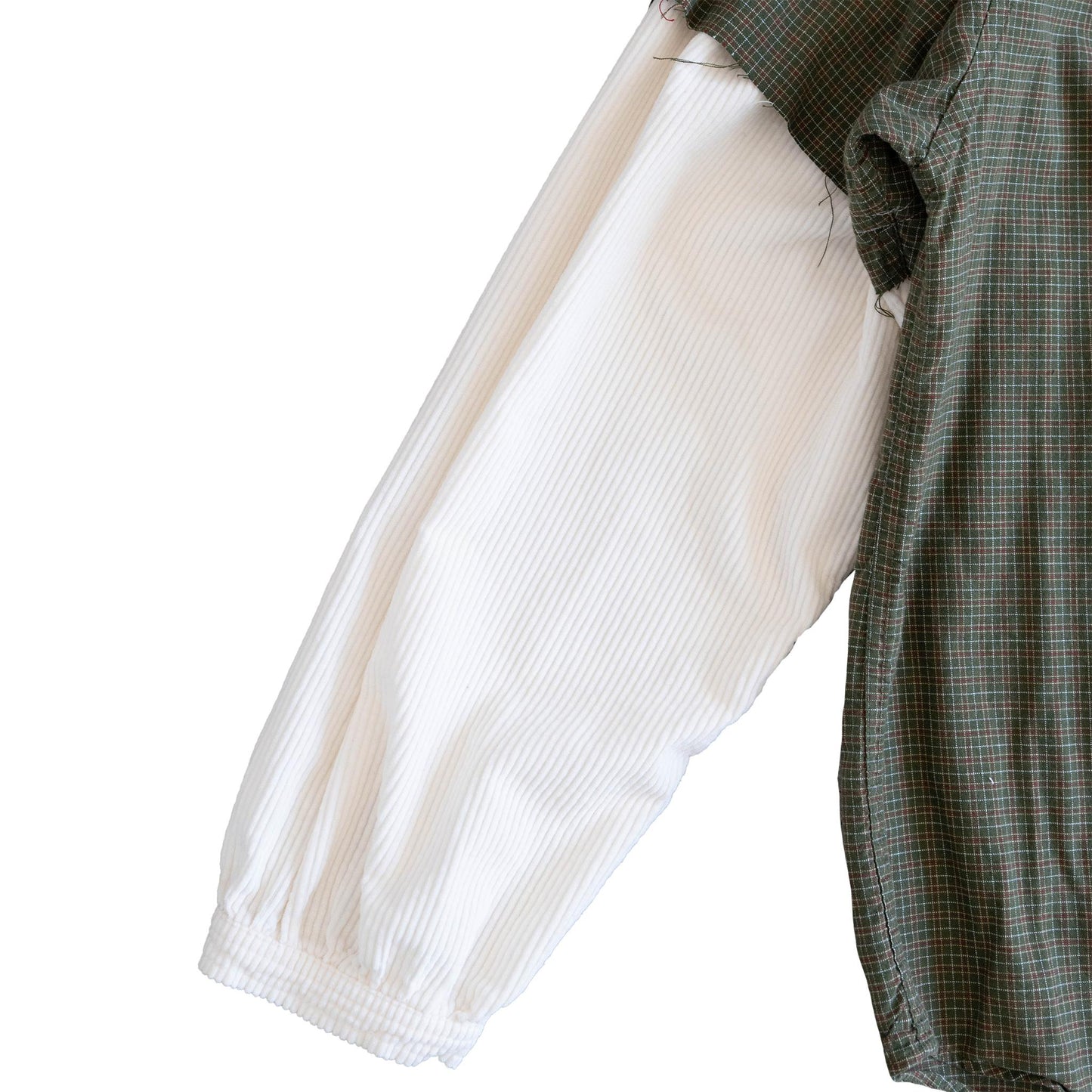 Green Flannel with Corduroy Sleeves