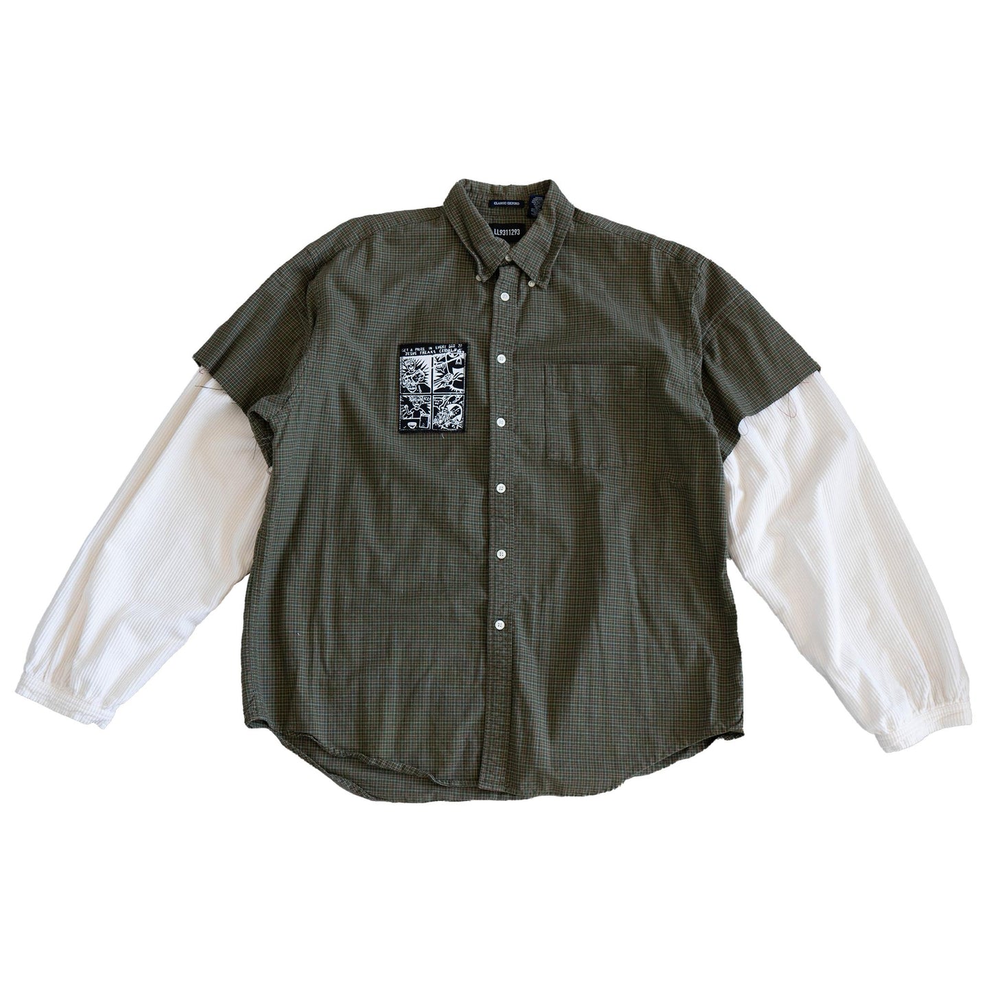 Green Flannel with Corduroy Sleeves