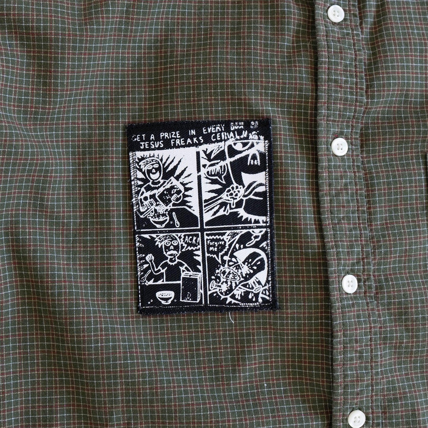 Green Flannel with Corduroy Sleeves