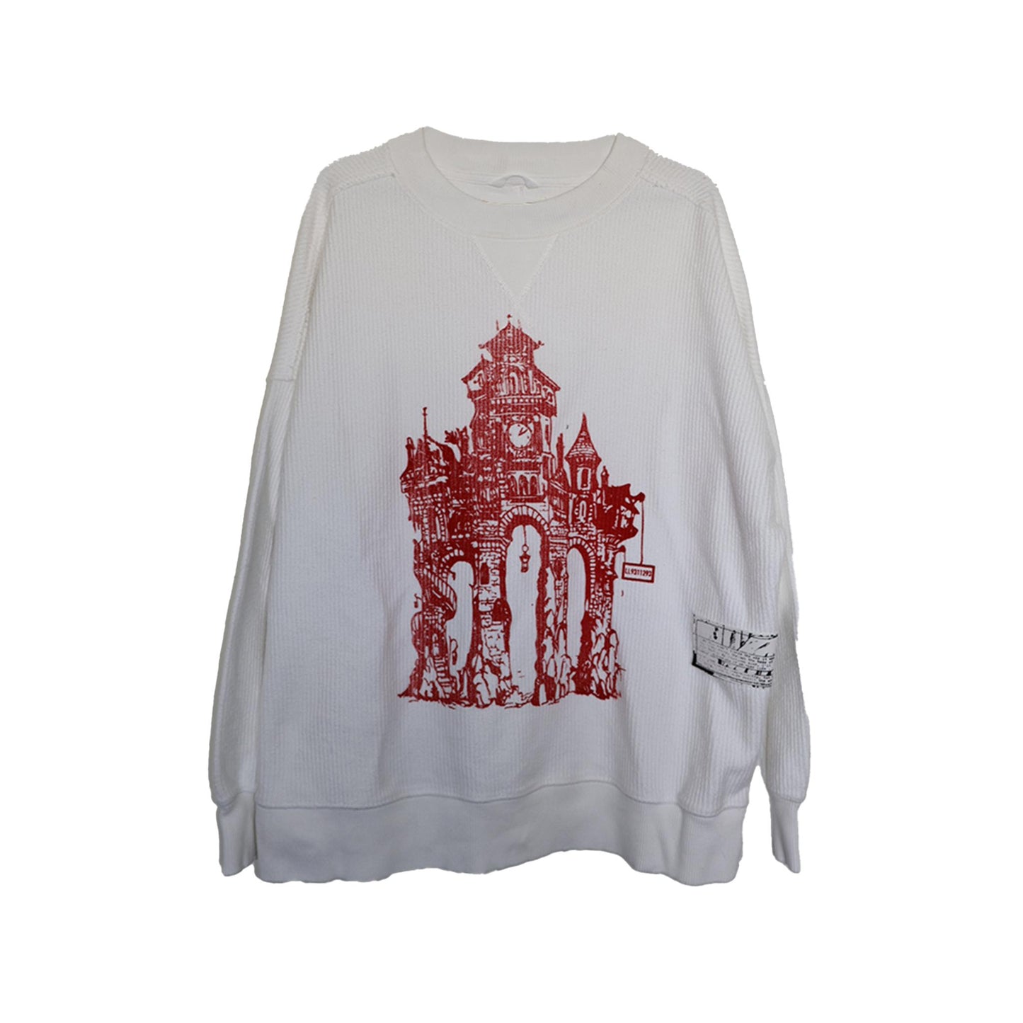 White Ribbed Crewneck