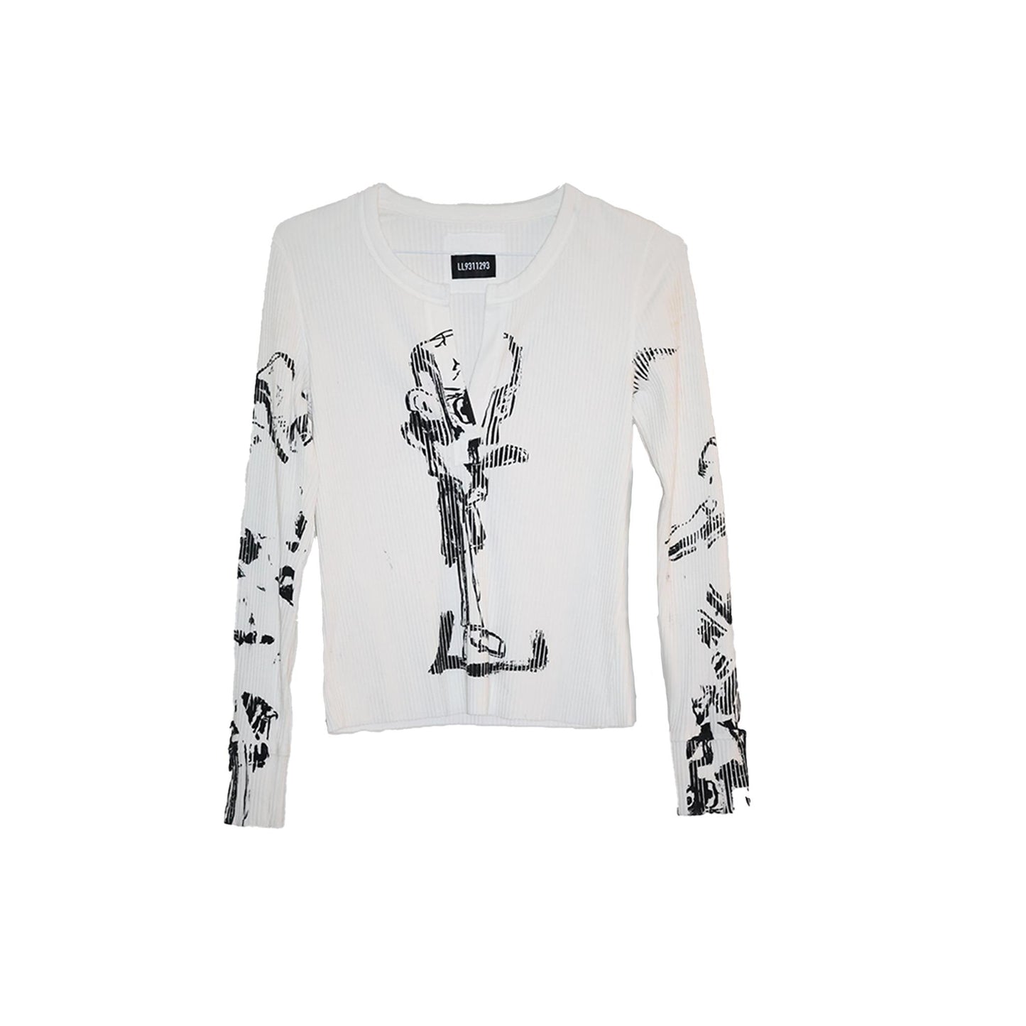 FINGER-PAINTED WHITE LONG SLEEVE