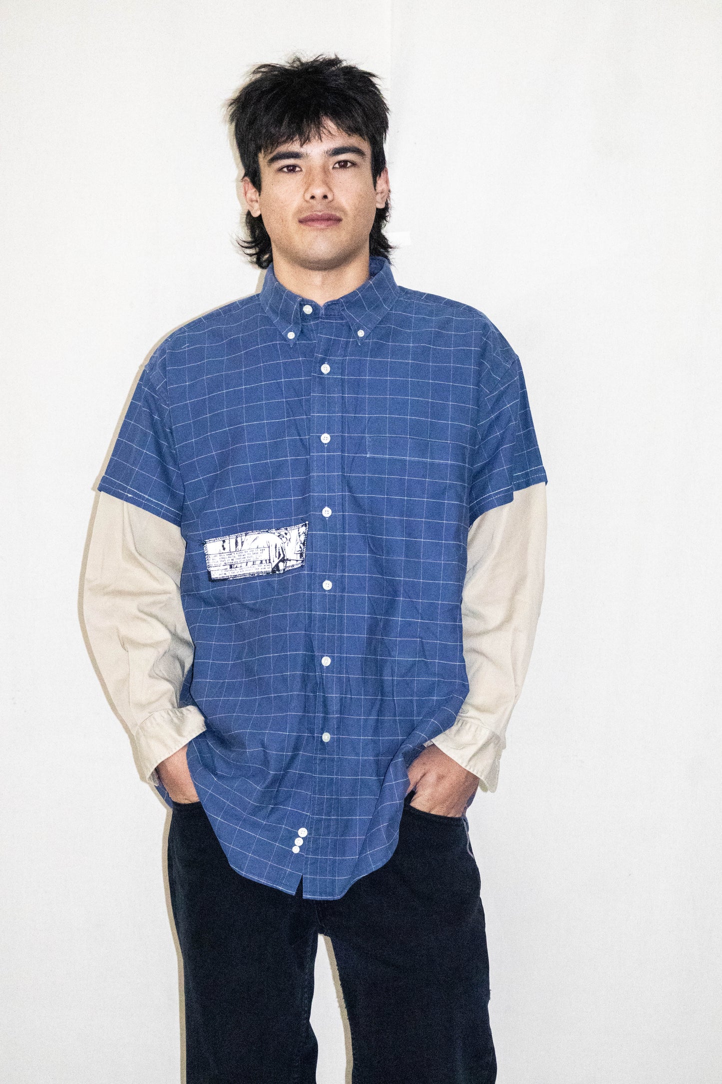 Blue Grid / Tan LS