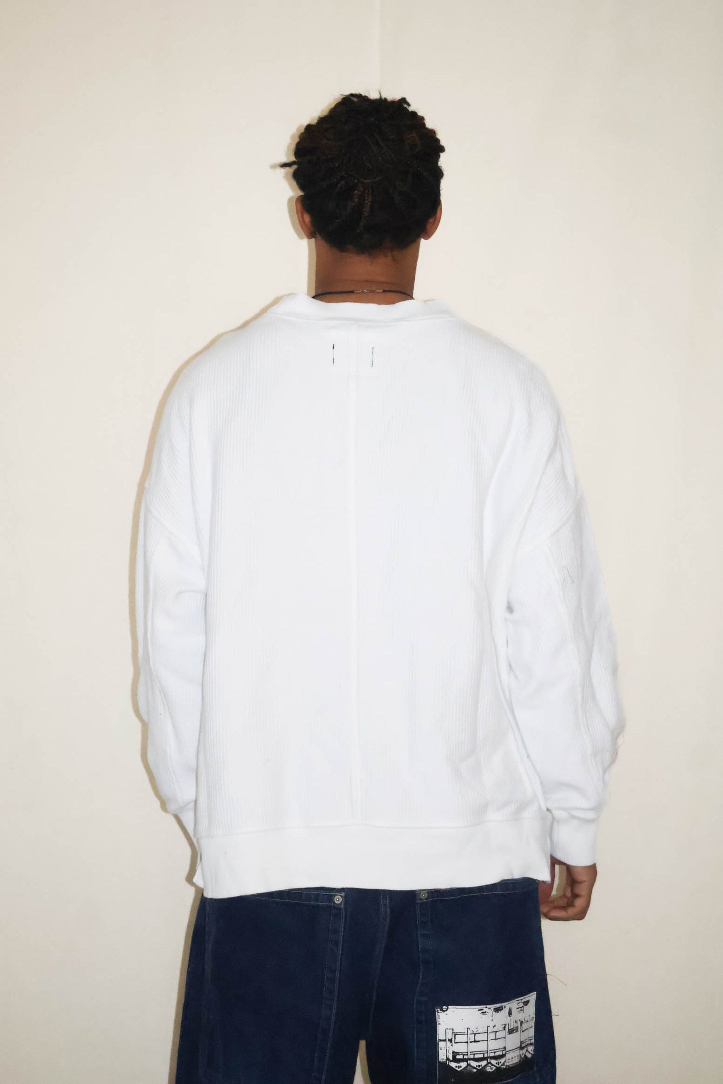 White Ribbed Crewneck