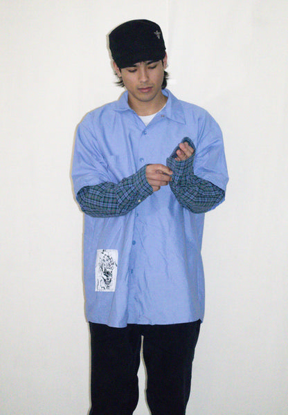 Blue Button-Up LS