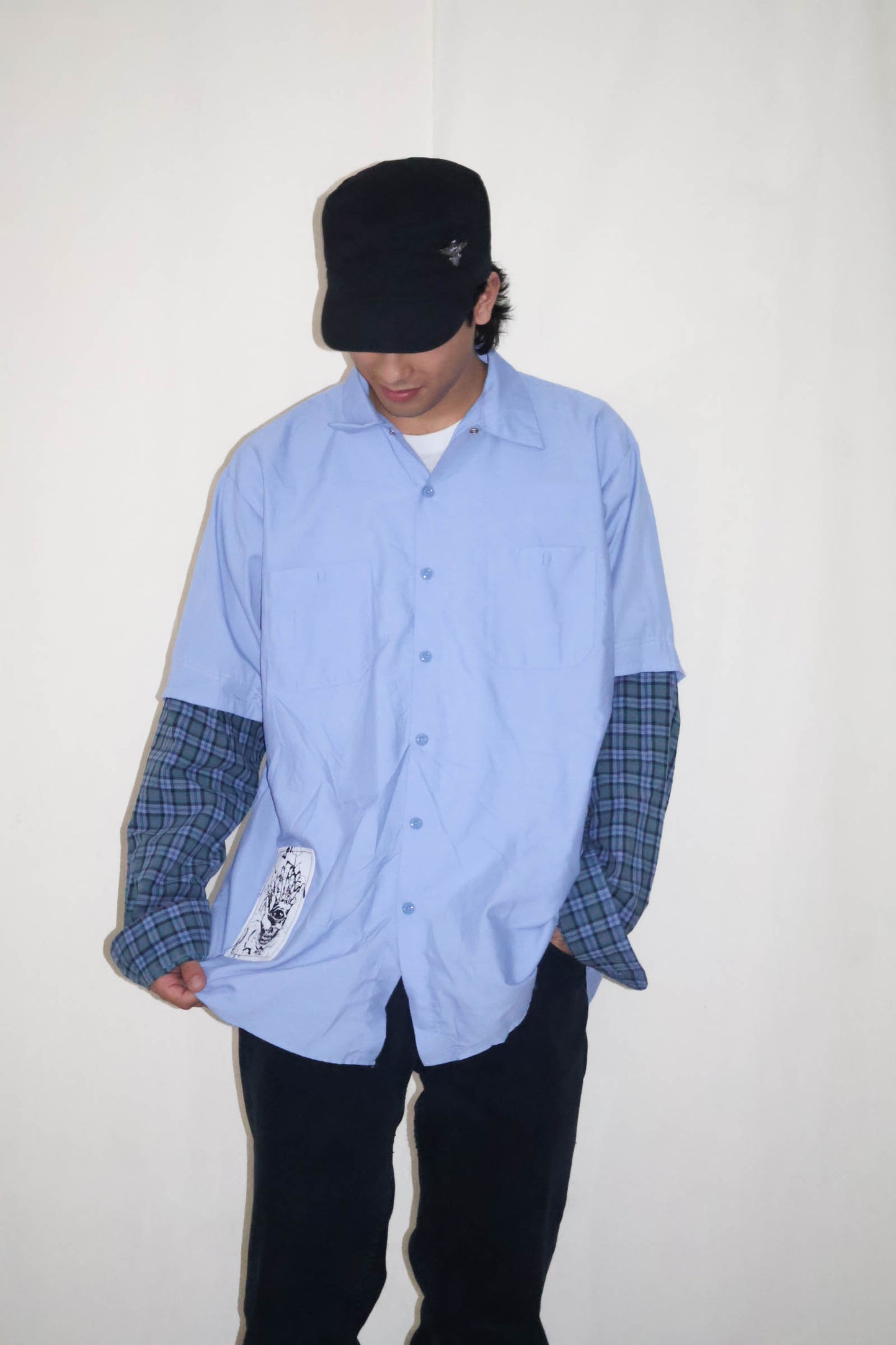 Blue Button-Up LS