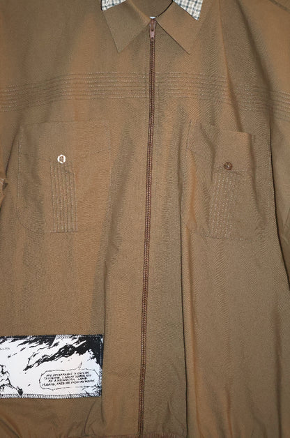 BROWN ZIP-UP SHIRT