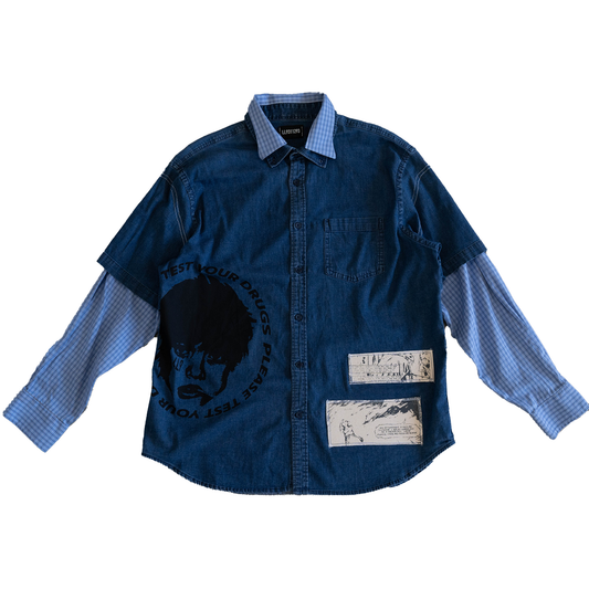 Denim With Blue Flannel Sleeves