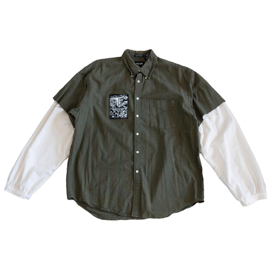 Green Flannel with Corduroy Sleeves