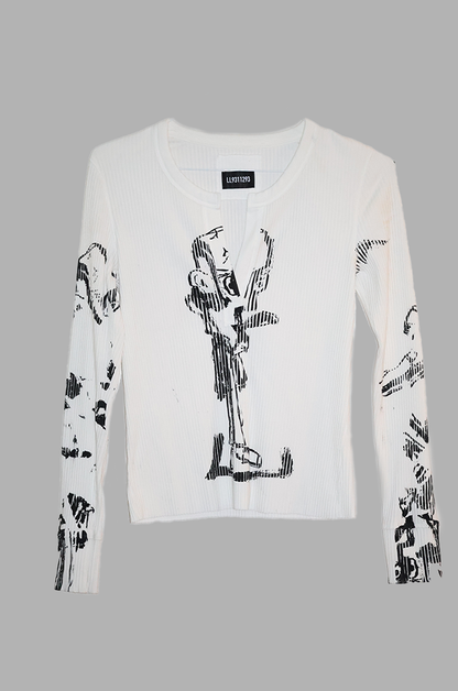 FINGER-PAINTED WHITE LONG SLEEVE